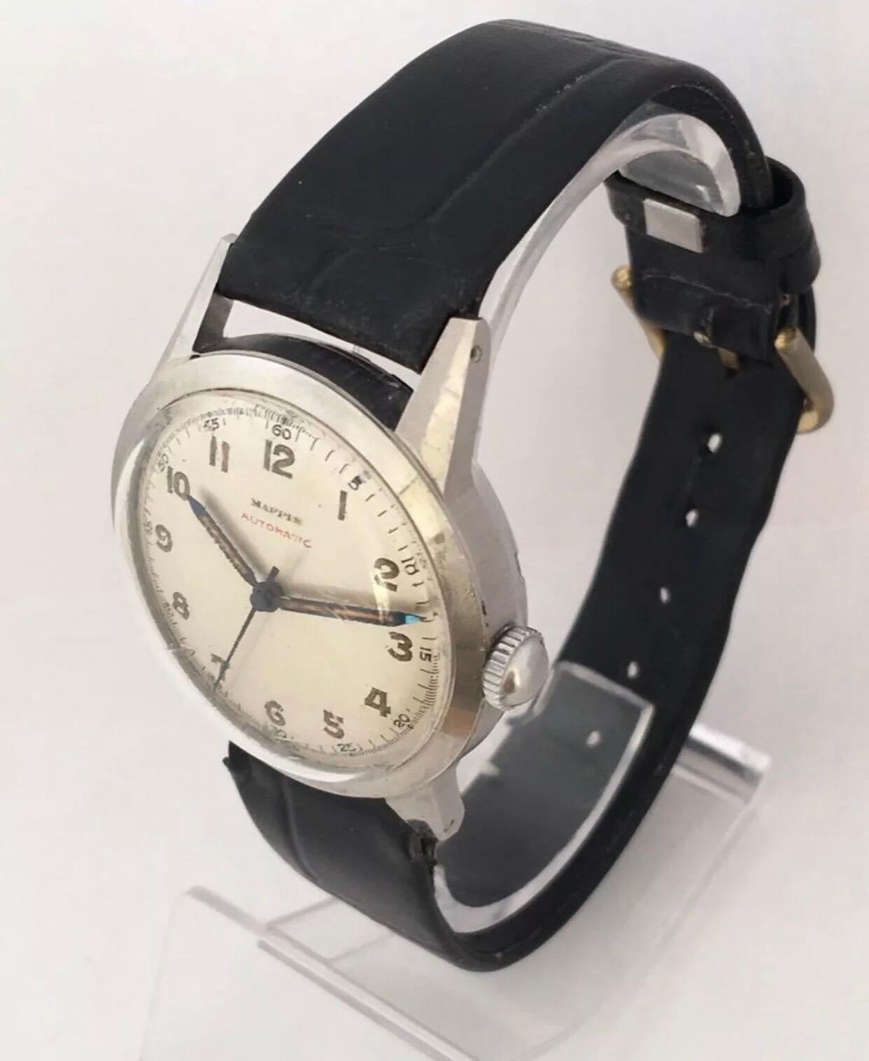 Vintage 1950s Mappin & Webb Stainless Steel Automatic with Sweep Seconds Watch For Sale 1