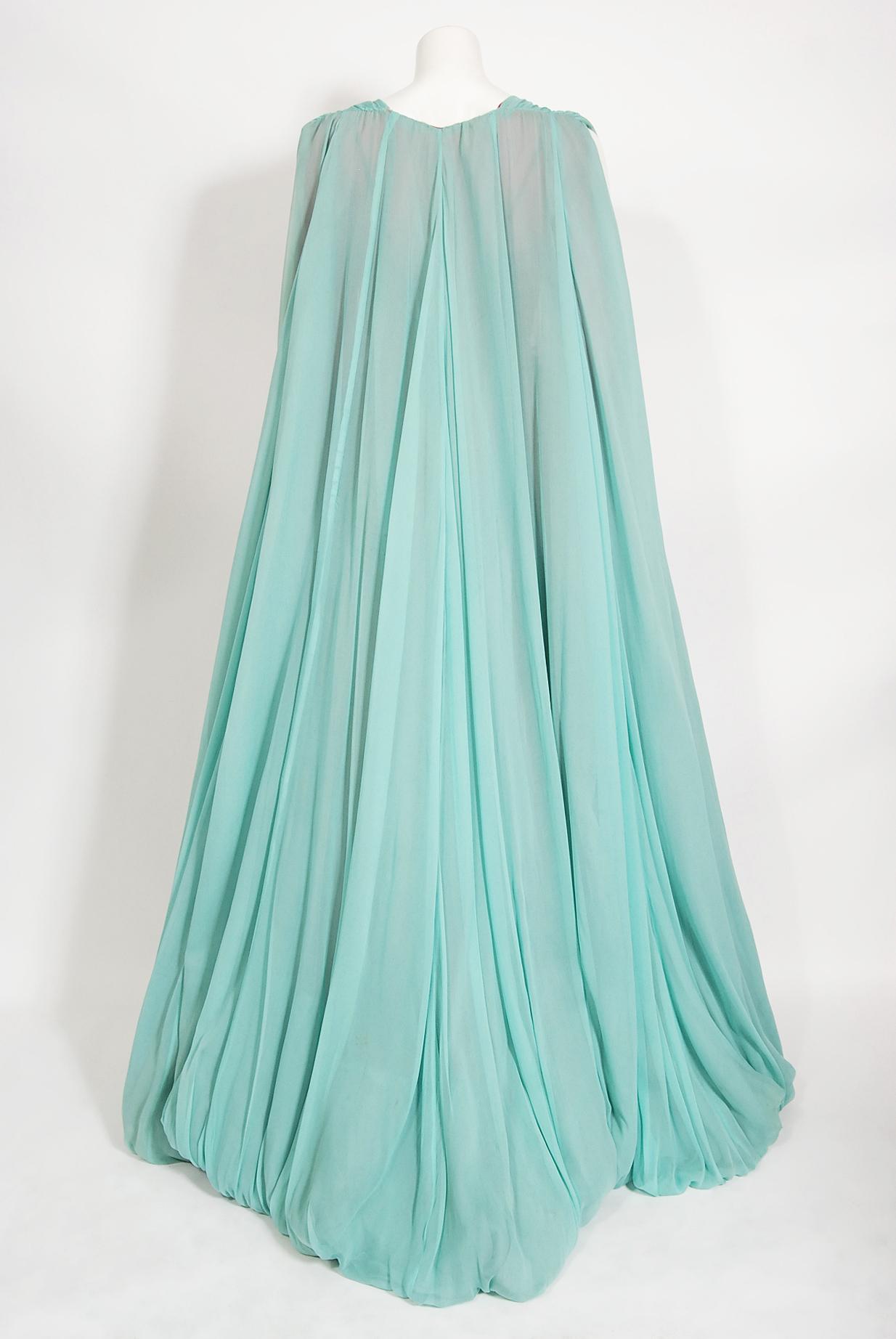 Abito a clessidra in seta blu con perline Yma Sumac Custom Couture vintage degli anni '50 12