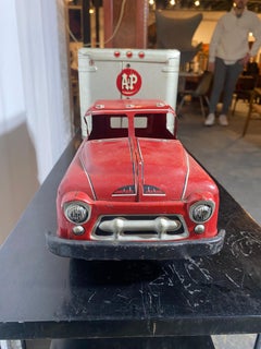 Vintage años 50 MARX Camión de juguete de reparto del mercado A&P de acero prensado y aluminio