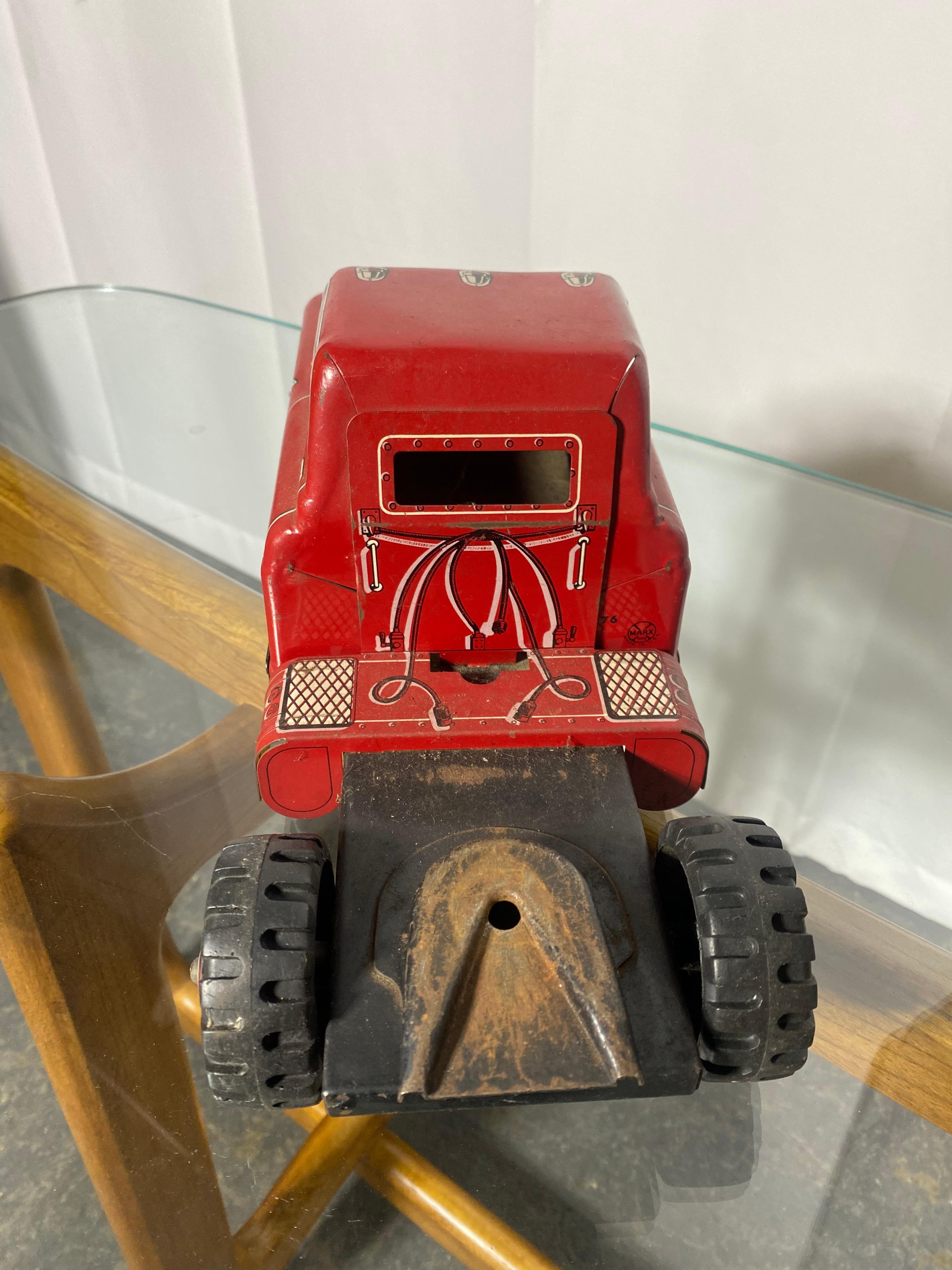 Mid-20th Century Vintage 1950's MARX  Pressed Steel and Aluminum A&P Market Delivery Toy Truck  For Sale