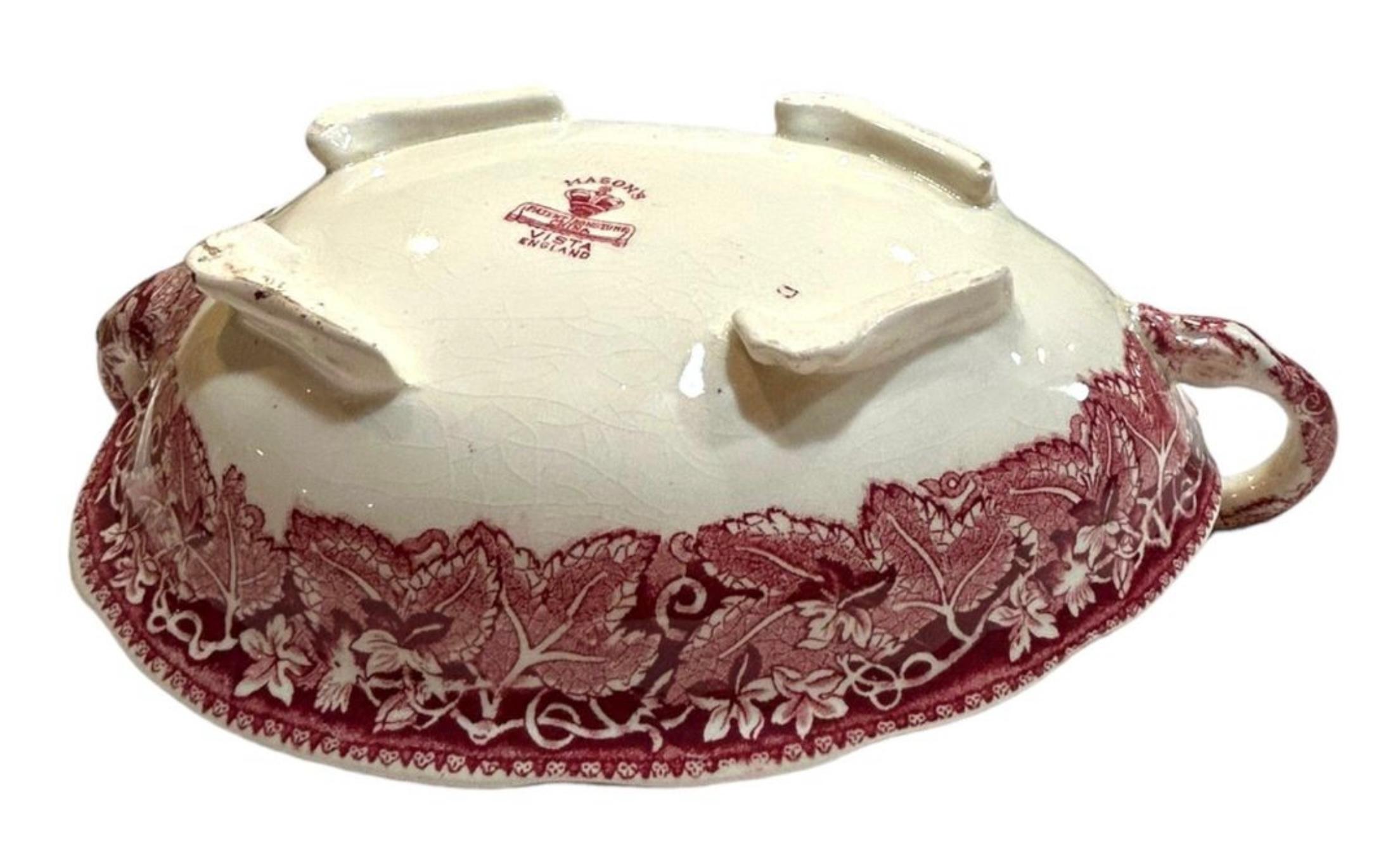 Ironstone Vintage 1950’s Mason’s Red “Vista” Dragon Bowl Dish For Sale