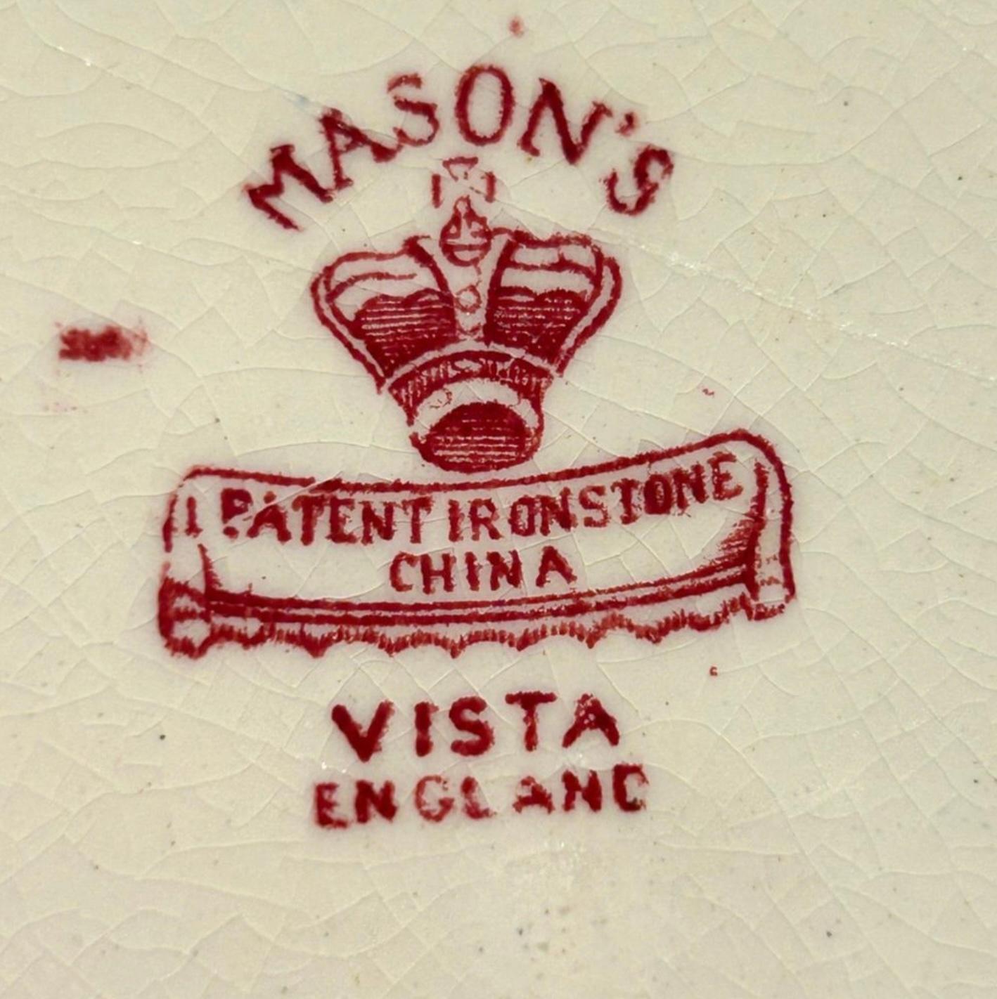 Vintage 1950’s Mason’s Red “Vista” Ironstone Transferware Pitcher Jug ~ 6” For Sale 2