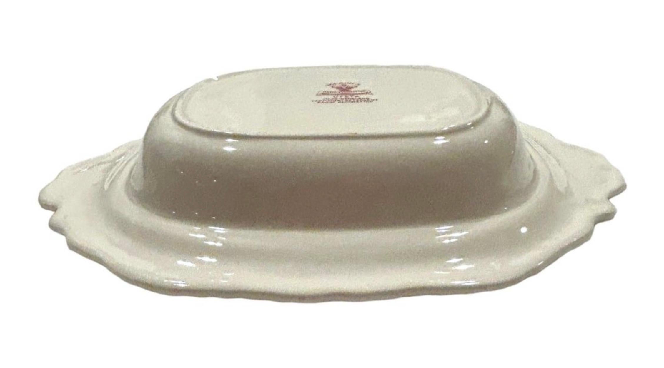 Vintage 1950’s Mason’s Red “Vista” Ironstone Transferware Serving Bowl w/ Lid For Sale 3