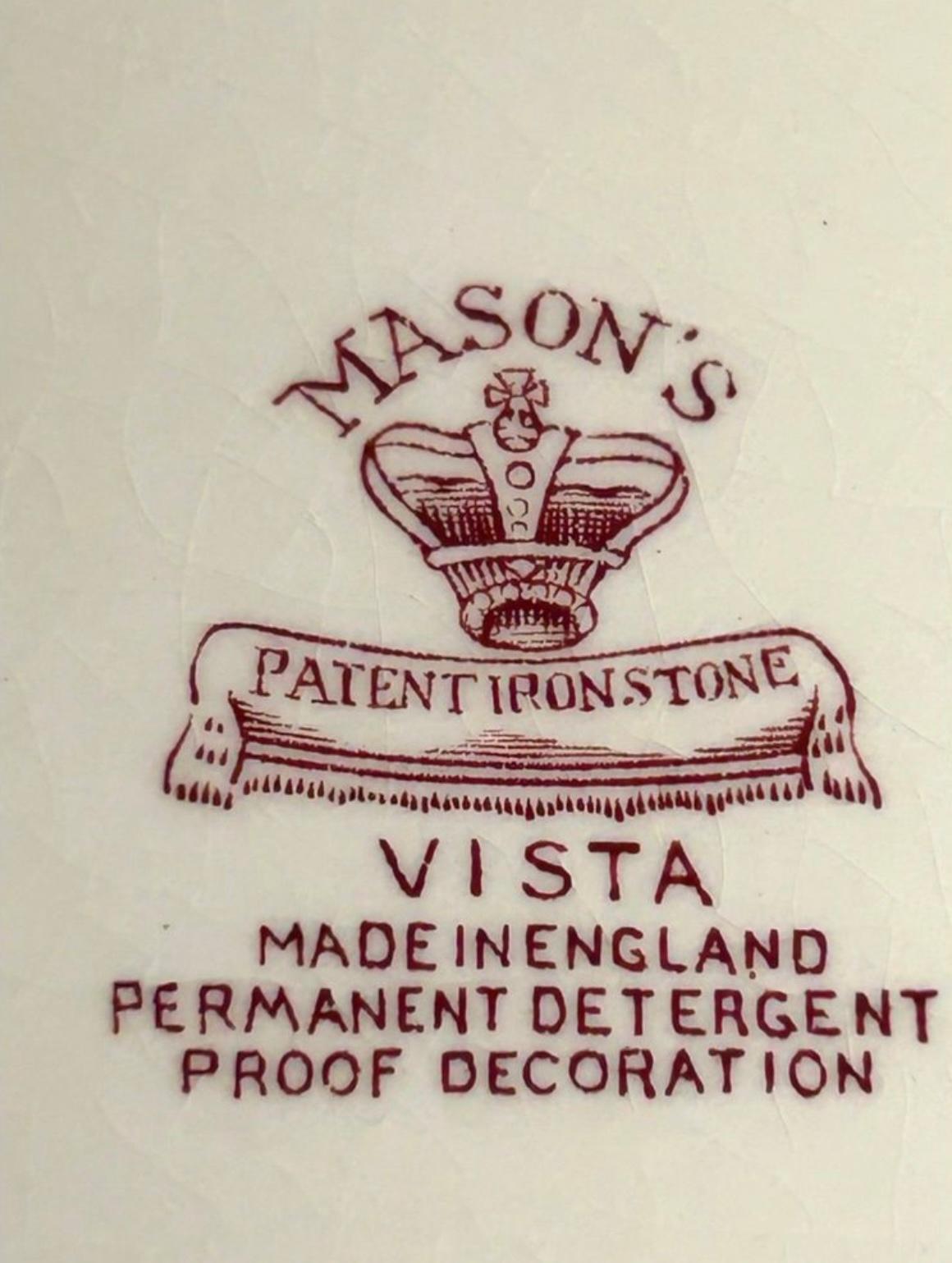 Vintage 1950’s Mason’s Red “Vista” Ironstone Transferware Serving Bowl w/ Lid For Sale 4