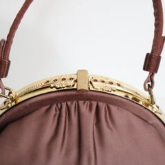 Vintage 1950's Mauve Satin Rhinestone Evening Bag Cocktail bag 1950s purse