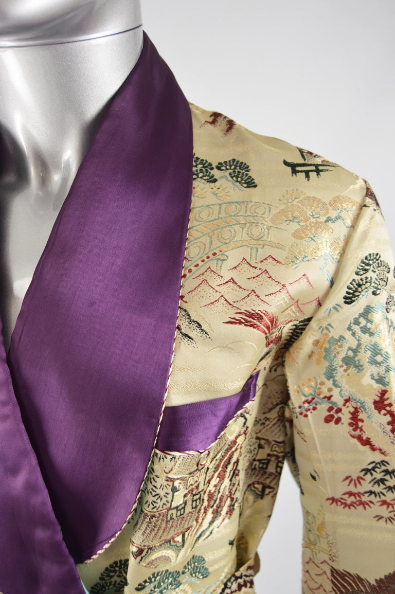Vintage 1950s Mens Brocade Smoking Robe Jacket at 1stDibs vintage robe mens, mens brocade