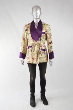 Vintage 1950s Mens Brocade Smoking Robe Jacket