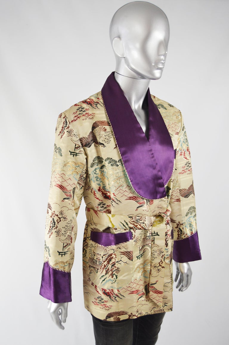 Vintage 1950s Mens Brocade Smoking Robe Jacket at 1stDibs vintage robe mens, mens brocade
