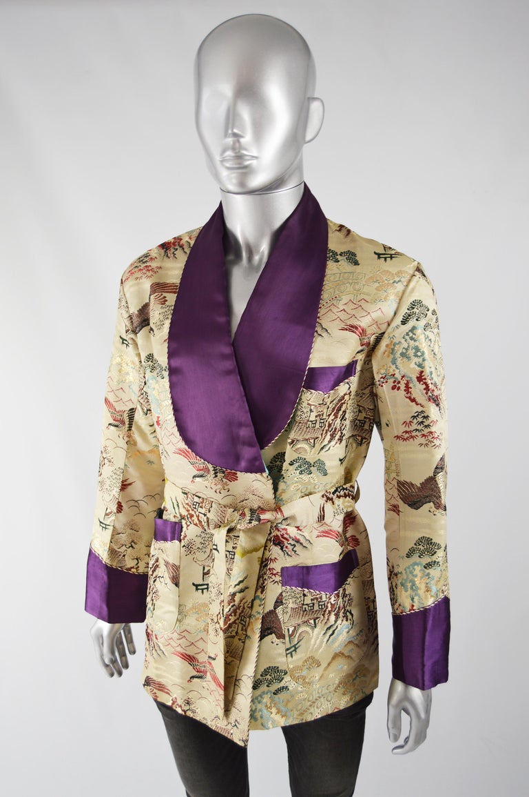 Vintage 1950s Mens Brocade Smoking Robe Jacket at 1stDibs vintage robe mens, mens brocade