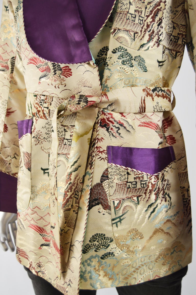 Vintage 1950s Mens Brocade Smoking Robe Jacket at 1stDibs vintage robe mens, mens brocade
