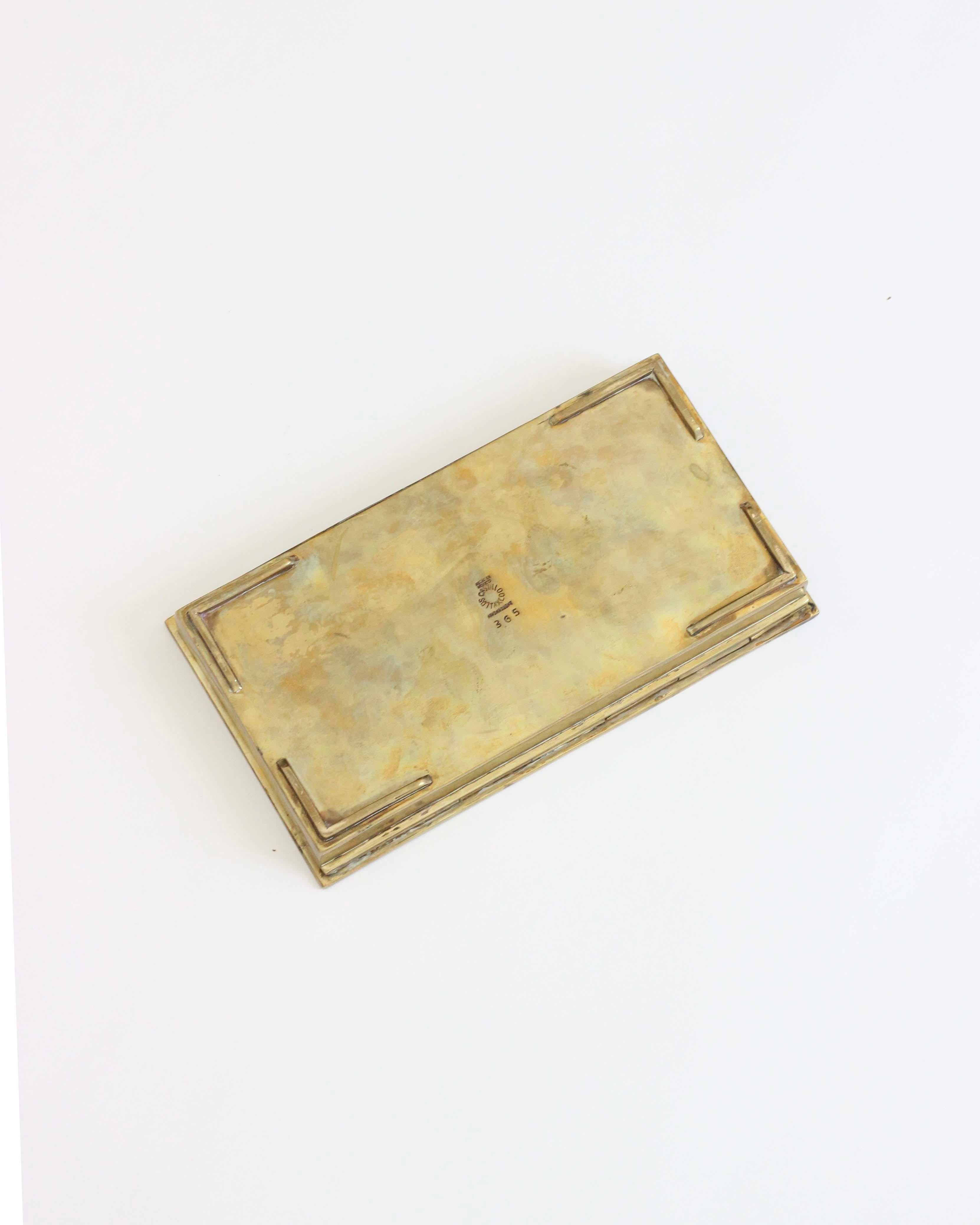 Mid-20th Century Vintage 1950's Mexican Box of Brass Decorated with Marble, Copper, Silver  For Sale