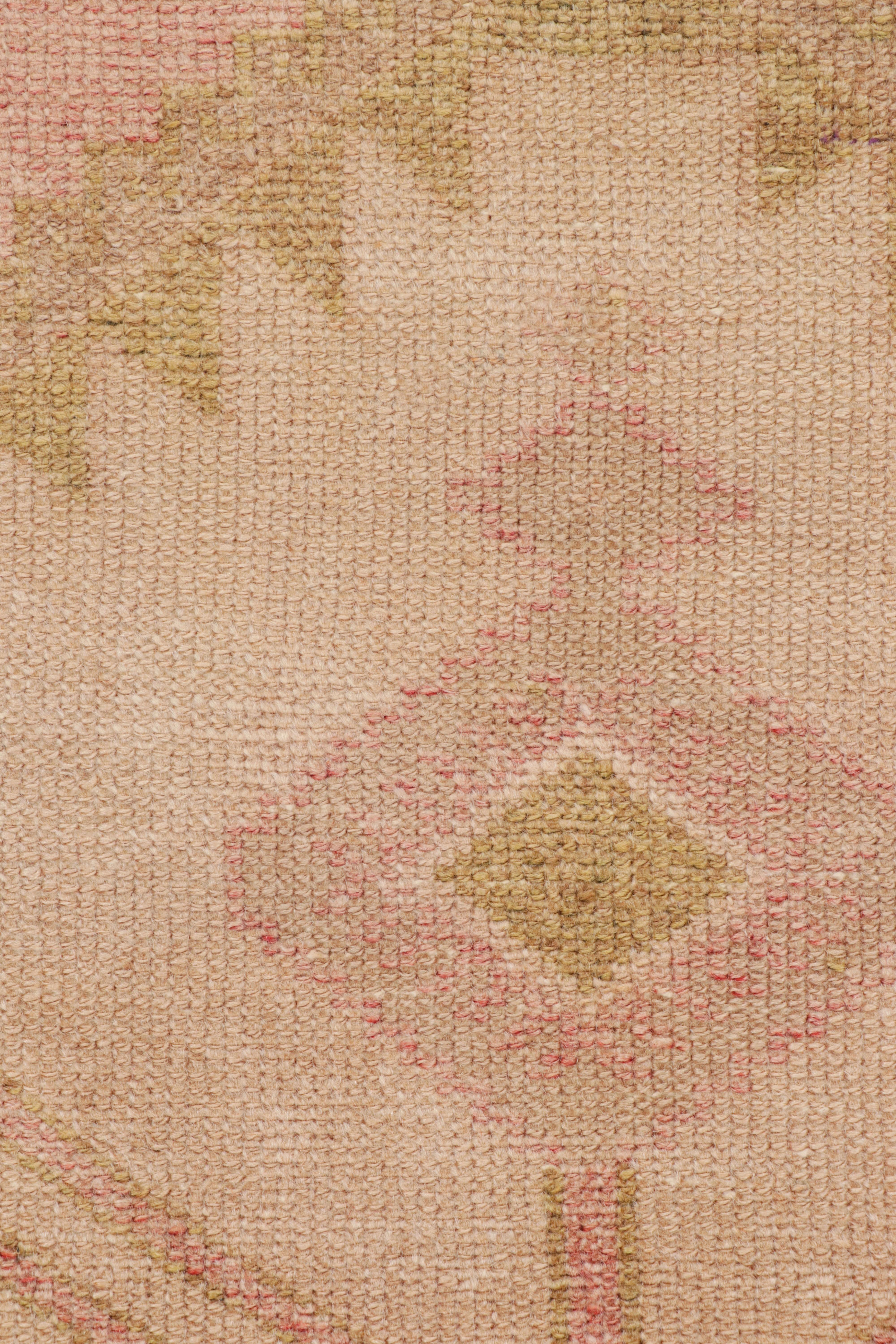 Turkish Vintage 1950s Mid-Century Kilim Pink Runner Beige Geometric by Rug & Kilim For Sale