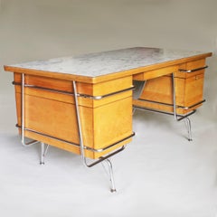 Vintage 1950er Mid-Century Modern Industrieller Trimline Chefschreibtisch von KEM Weber