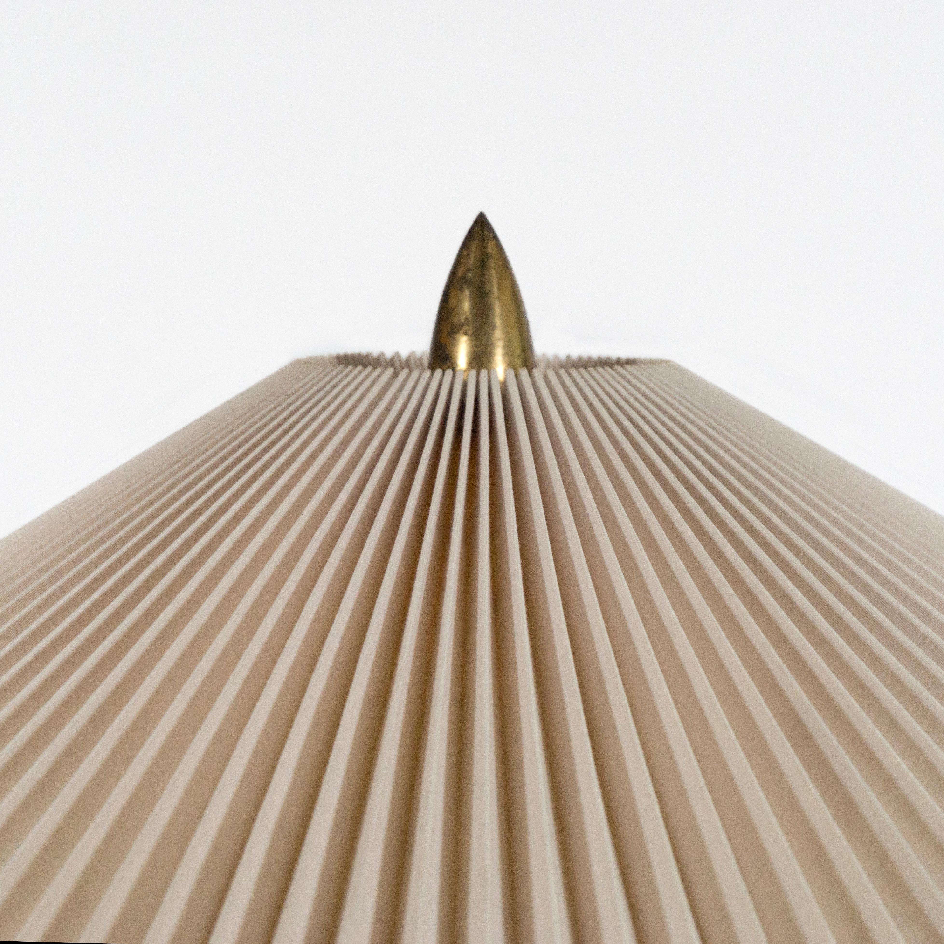 Mid-20th Century Vintage 1950s Mid-Century Rupert Nikoll Brass Floor Lamp Pleated Shade, Austria For Sale
