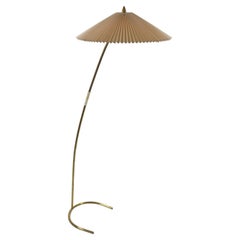 Vintage-Stehlampe aus Messing mit plissiertem Schirm, Rupert Nikoll, Mid-Century, 1950er Jahre, Österreich