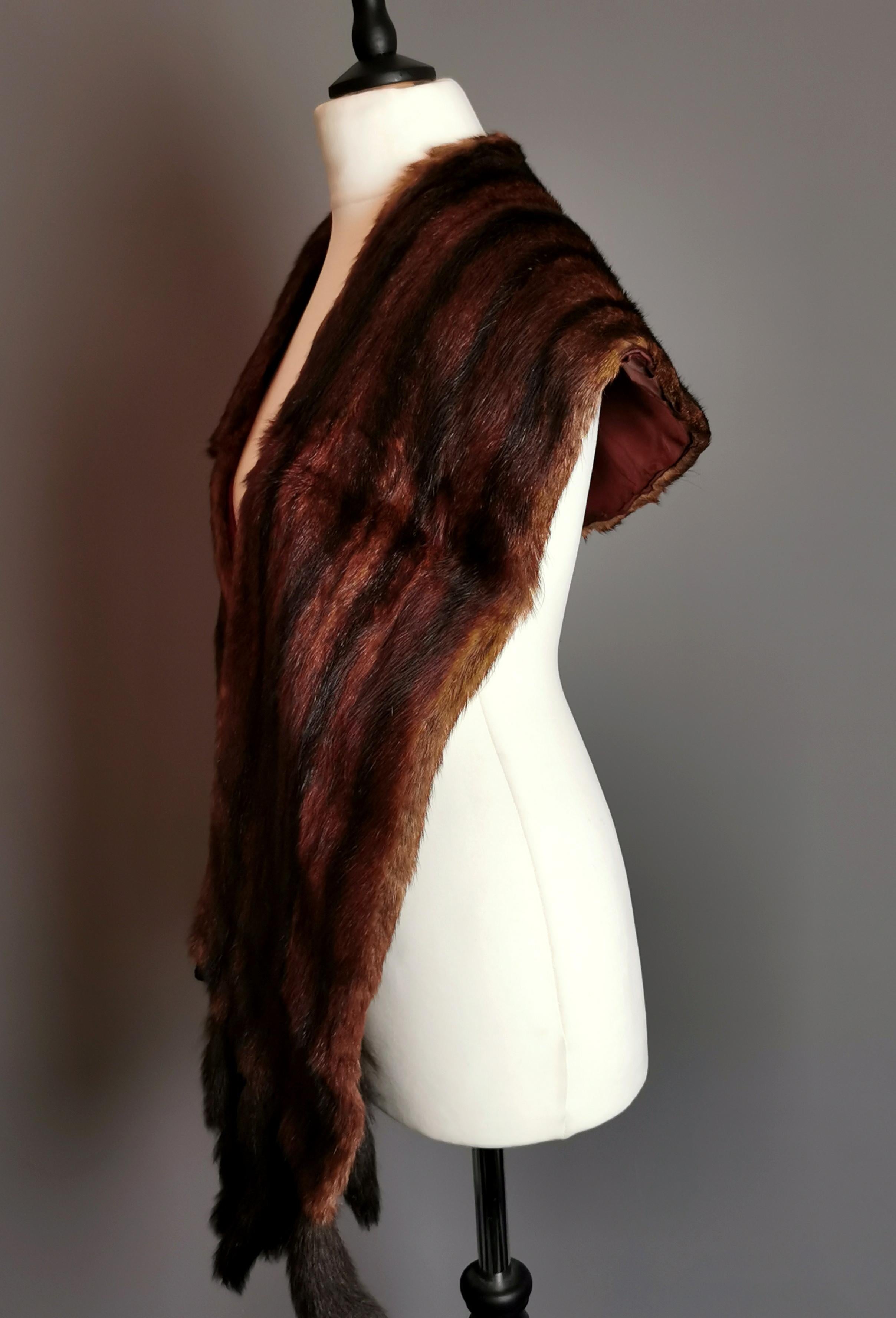 Vintage 1950s mink fur stole, scarf 2