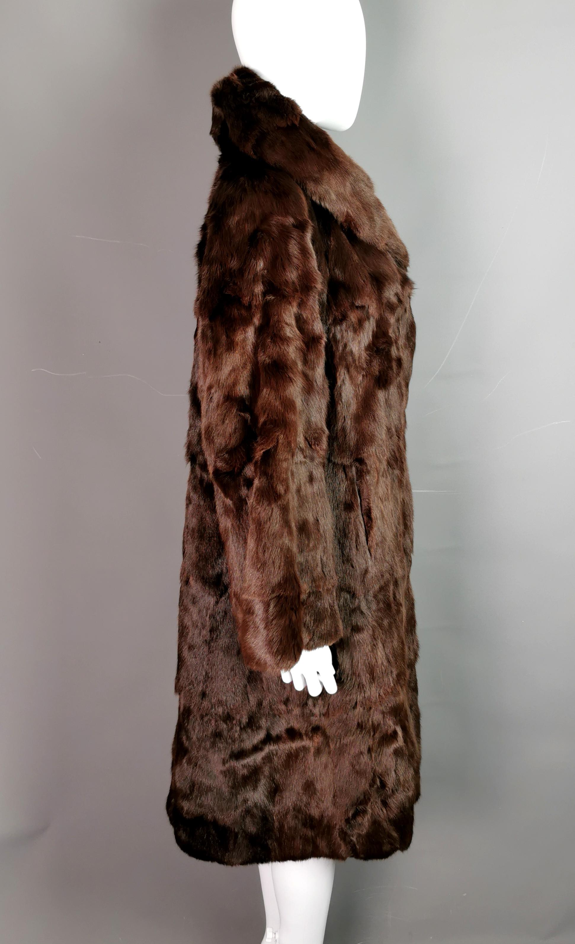 Black Vintage 1950s mink fur swing coat, fine quality  For Sale