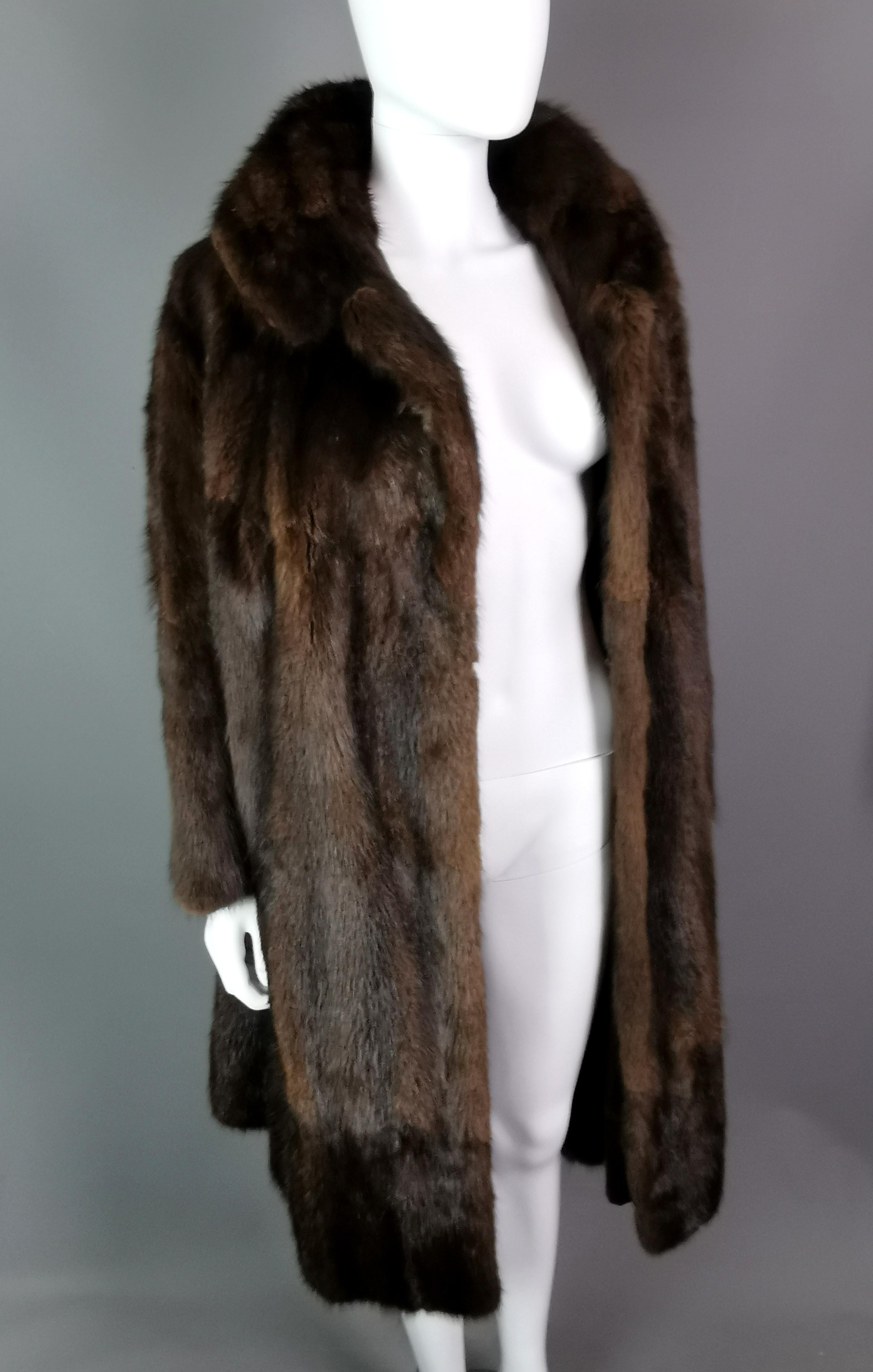 Vintage 1950s Mink fur swing coat, Kendal Milne, fine quality  In Good Condition In NEWARK, GB
