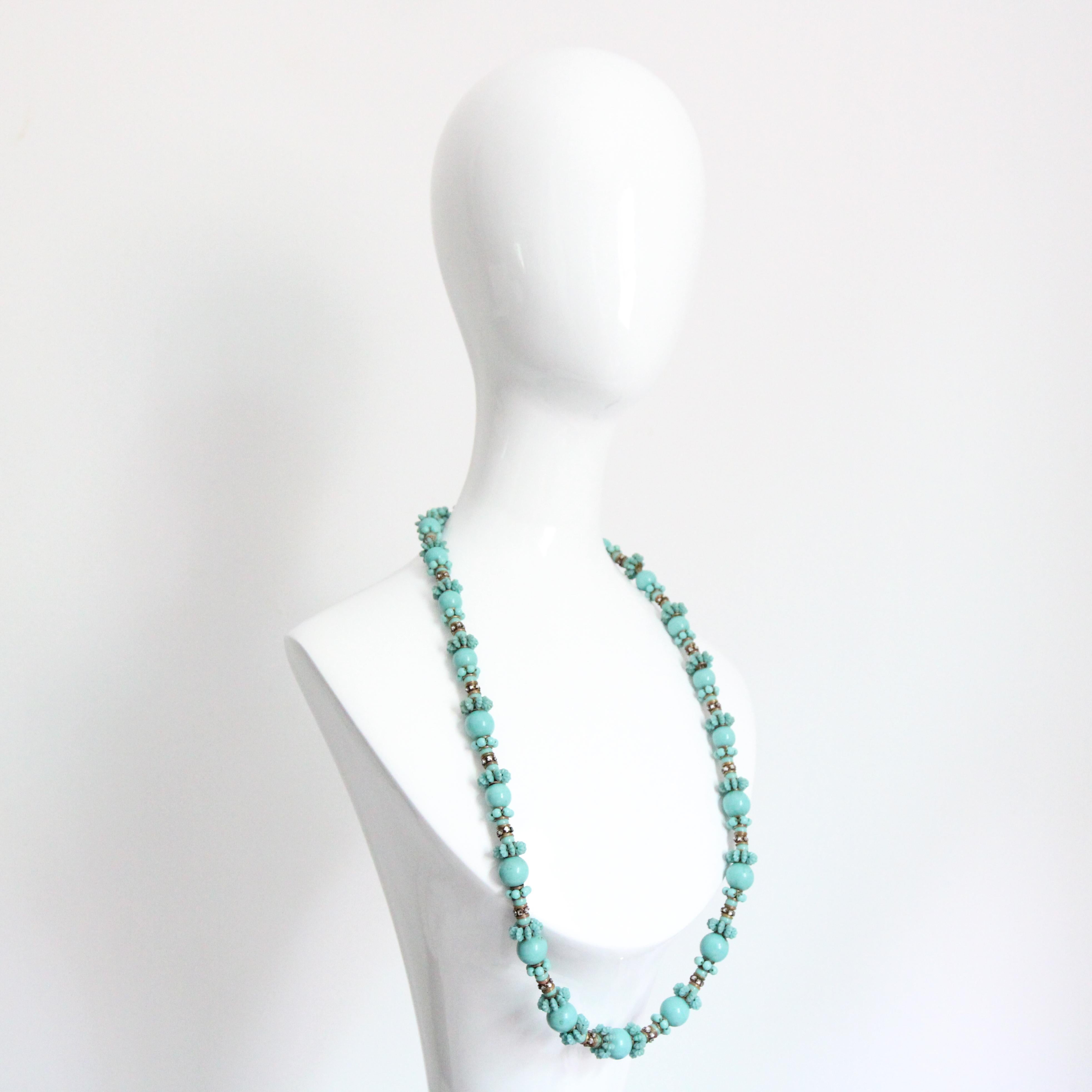 Vintage 1950's Miriam Haskell Türkis Halskette Miriam Haskell Schmuck im Zustand „Gut“ im Angebot in Cheltenham, GB
