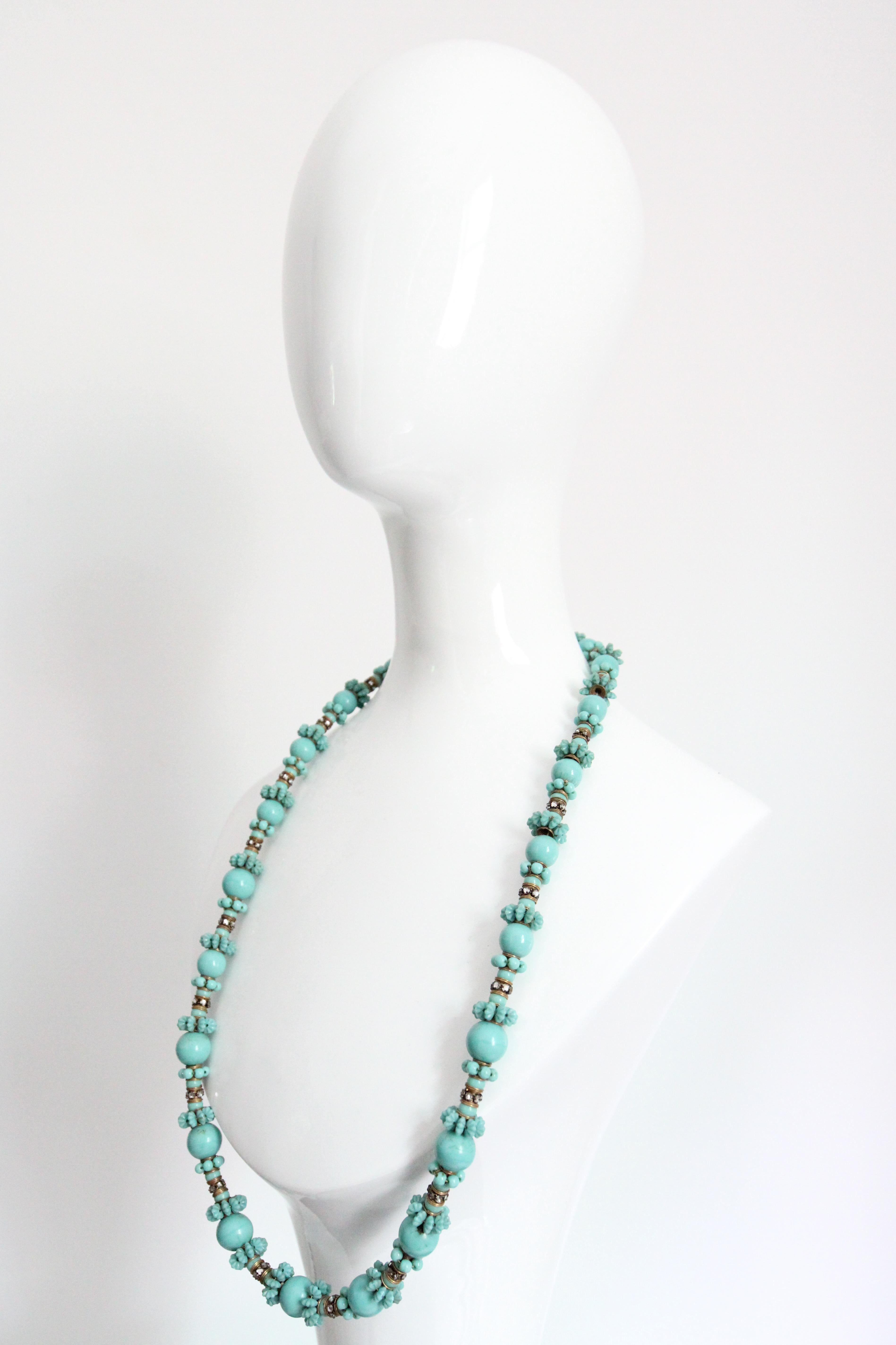Vintage 1950's Miriam Haskell Türkis Halskette Miriam Haskell Schmuck für Damen oder Herren im Angebot
