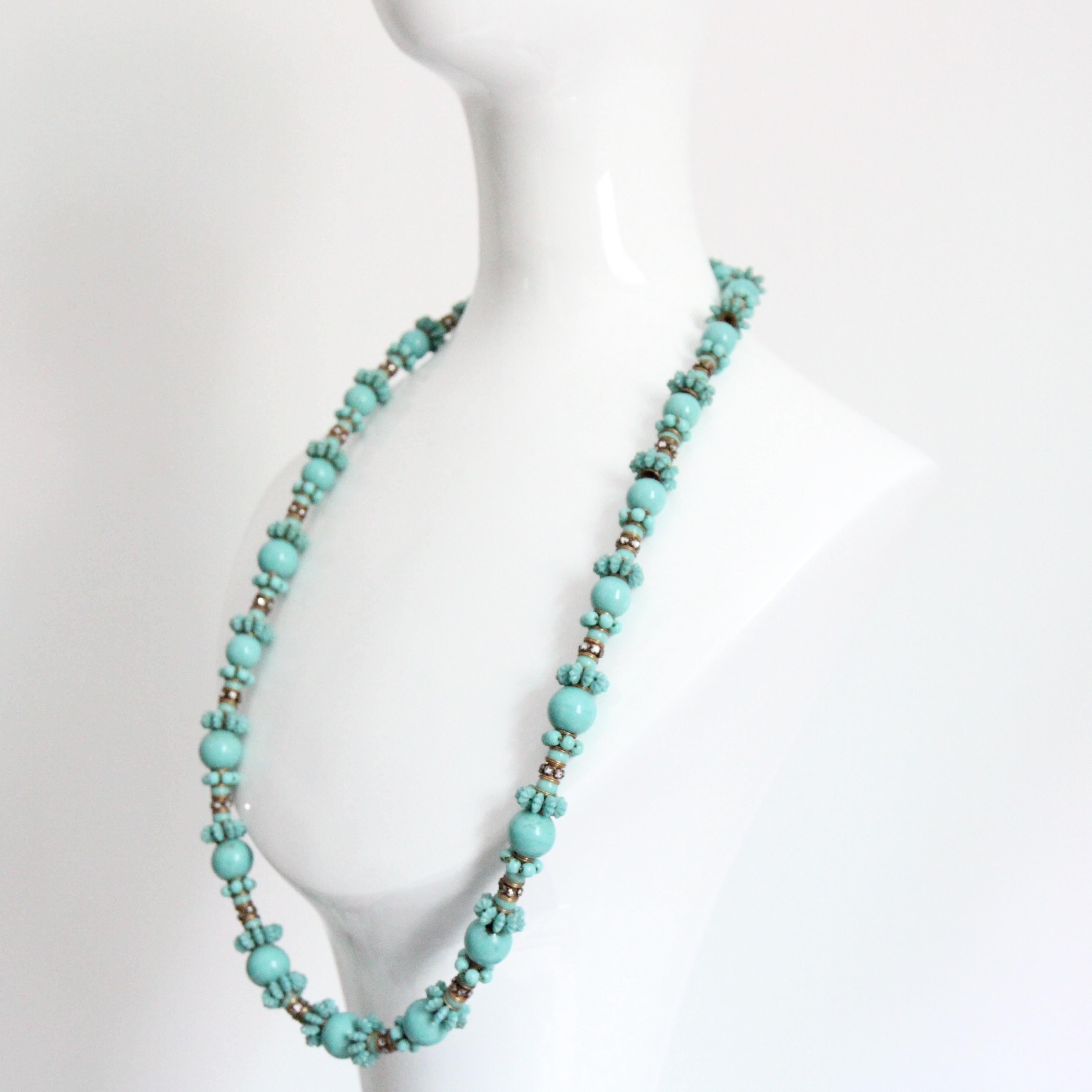Vintage 1950's Miriam Haskell Türkis Halskette Miriam Haskell Schmuck im Angebot 1
