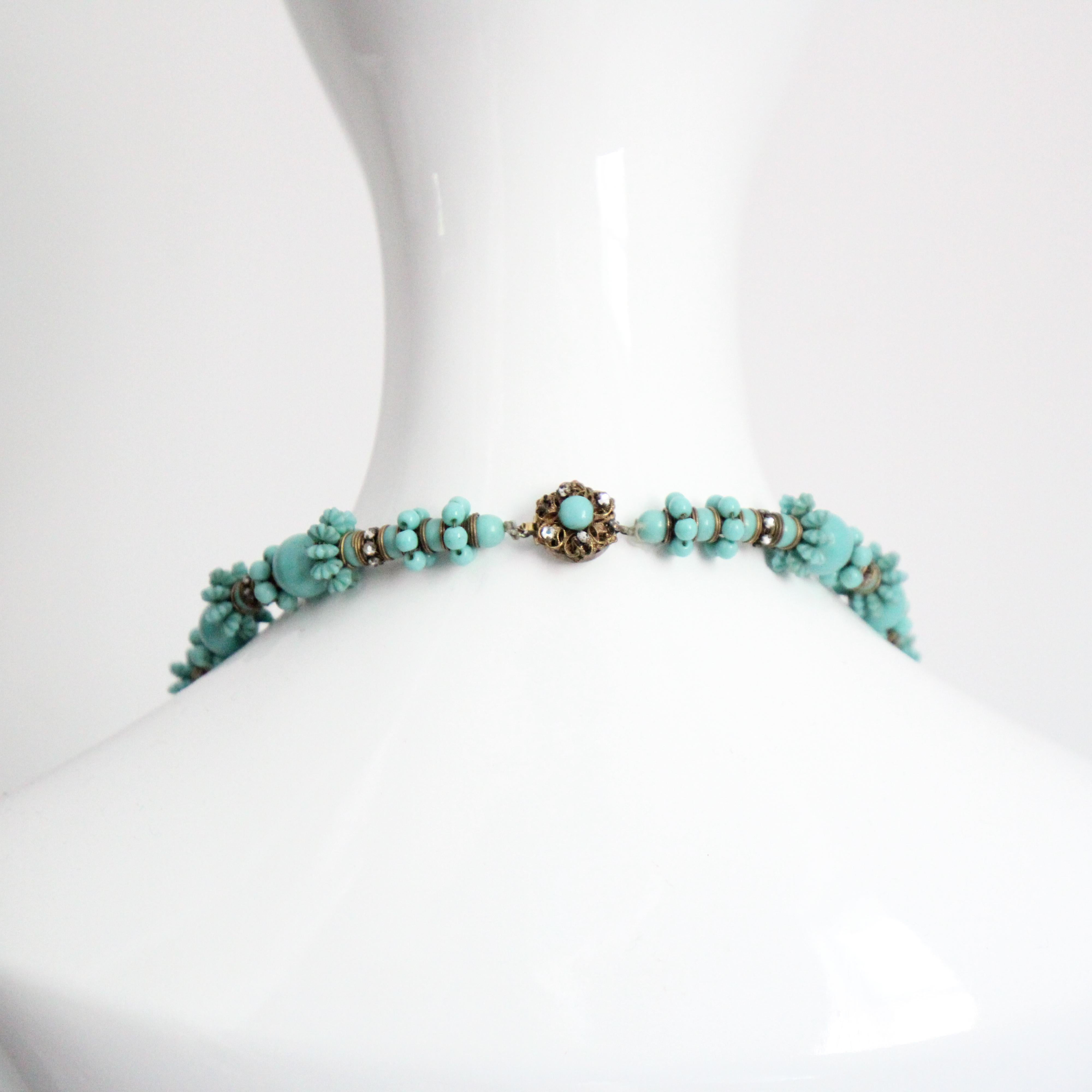 Vintage 1950's Miriam Haskell Türkis Halskette Miriam Haskell Schmuck im Angebot 2