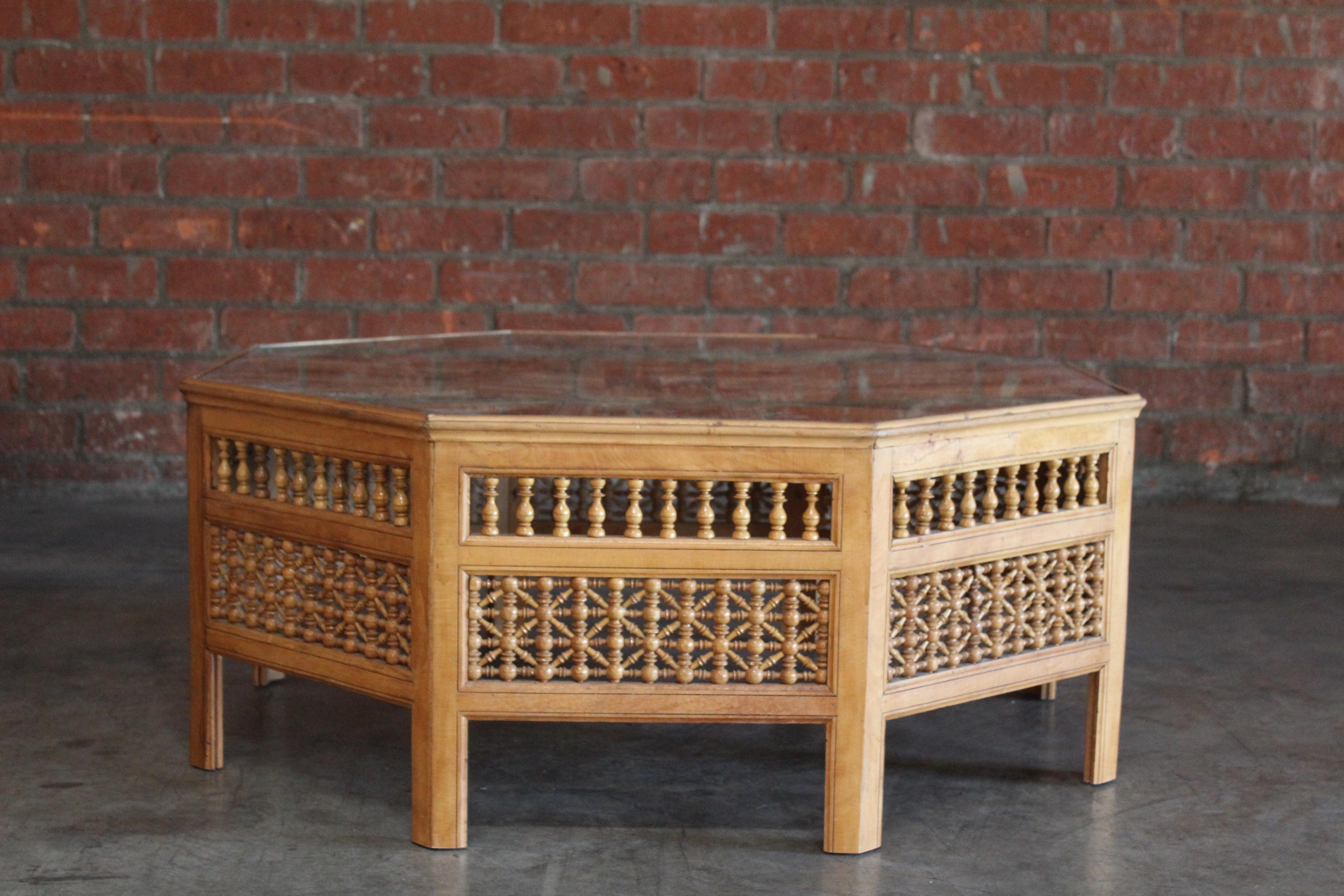 Glass Vintage 1950s Moorish Style Coffee Table