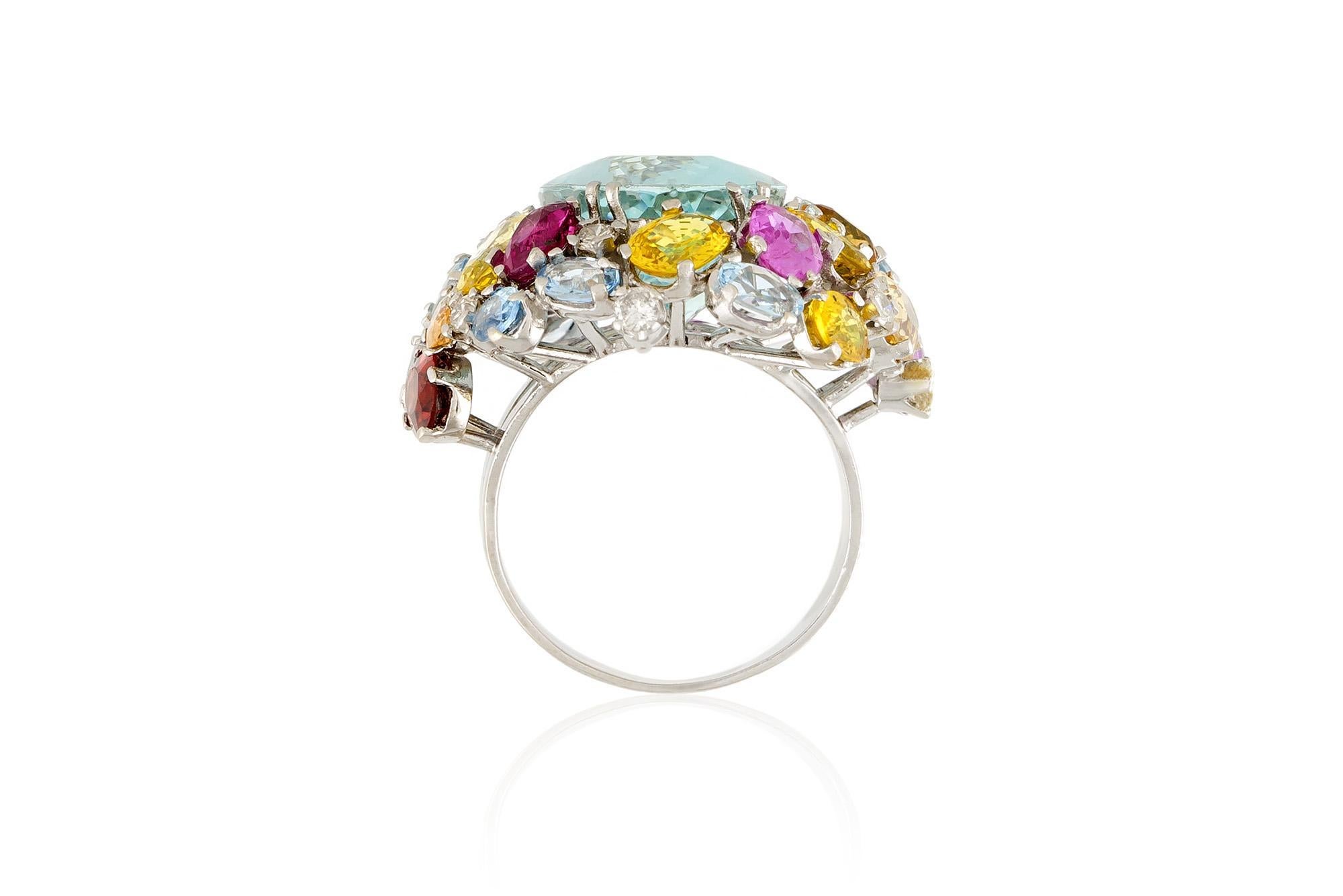 Bague multi-gemmes Vintage 1950s Bon état - En vente à New York, NY