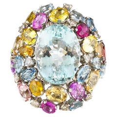 Bague multi-gemmes Vintage 1950s