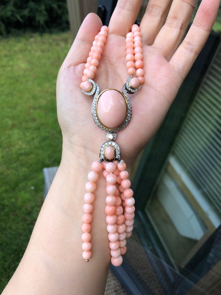 Pink coral pendant top