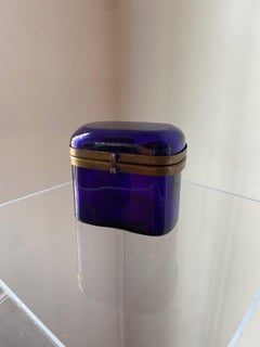 Vintage 1950s Murano Glass Glass Box with Brass Detail Made in Italy