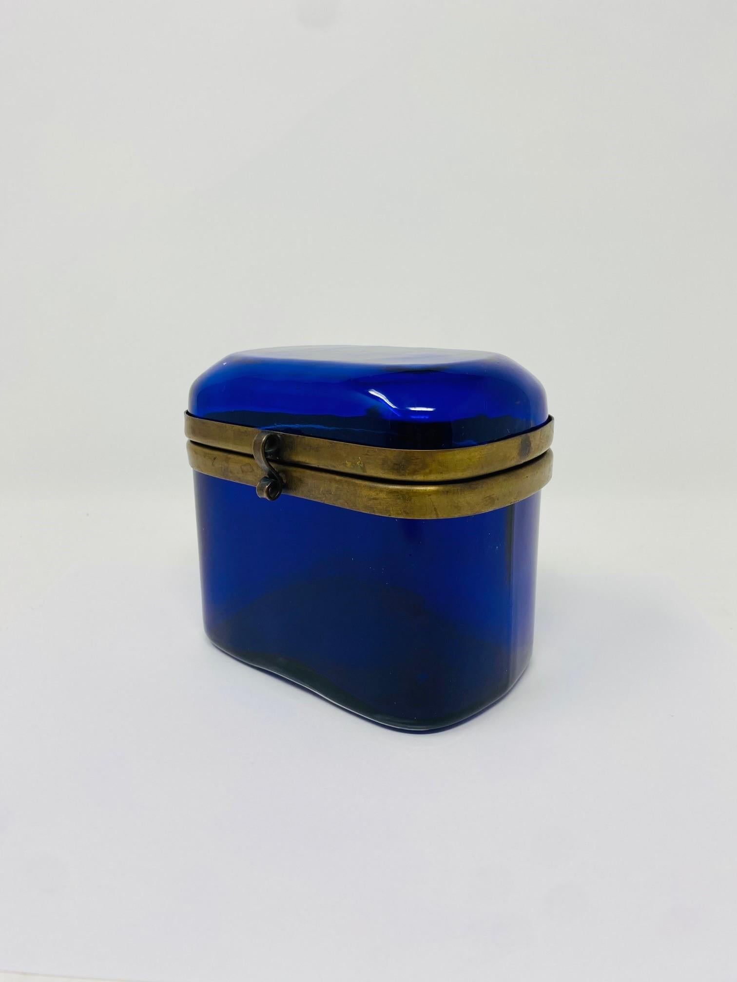 Mid-20th Century Vintage 1950s Murano Glass Glass Box with Brass Detail Made in Italy For Sale