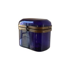 Vintage 1950s Murano Glass Glass Box with Brass Detail Made in Italy