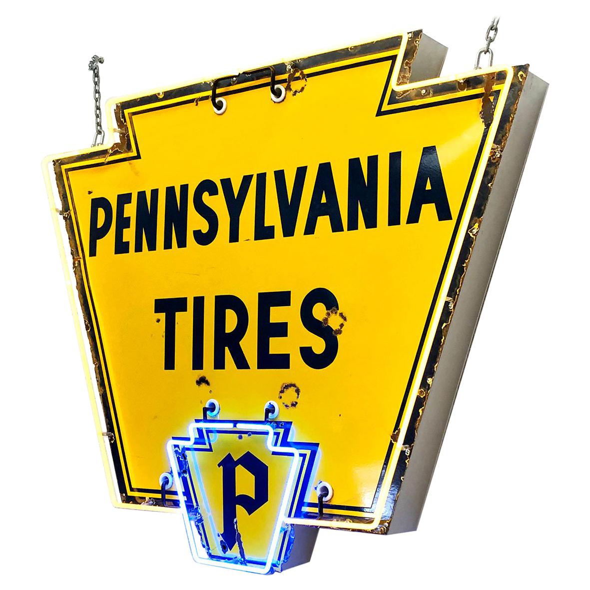 Vintage 1950s Neon 'Pennsylvania Tires' Sign For Sale