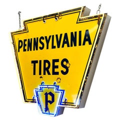 Vintage 1950s Neon 'Pennsylvania Tires' Sign