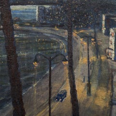 Vintage 1950s Oil Painting of Cannes' Boulevard