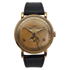 Vintage 1950s Omega Seamaster Cosmic Triple Calendar Moonphase in18k Yellow Gold