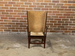 Vintage 1950s Orkney Island Style Wingback Chair with Handwoven Straw Back