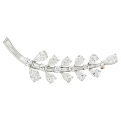 Vintage 1950s Oscar Heyman 8.00 Carat Diamond Leaf Brooch