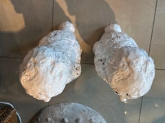 Vintage 1950s Pair of Italian Made in Italy Ceramic White Poodles Dog Statues