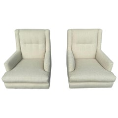 Vintage 1950s Pair of Tufted Armchairs by Edward Wormley for Dunbar Furniture