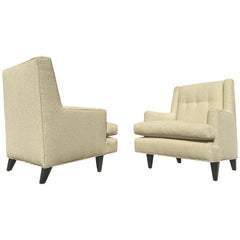 Vintage 1950s Pair of Tufted Armchairs by Edward Wormley for Dunbar Furniture