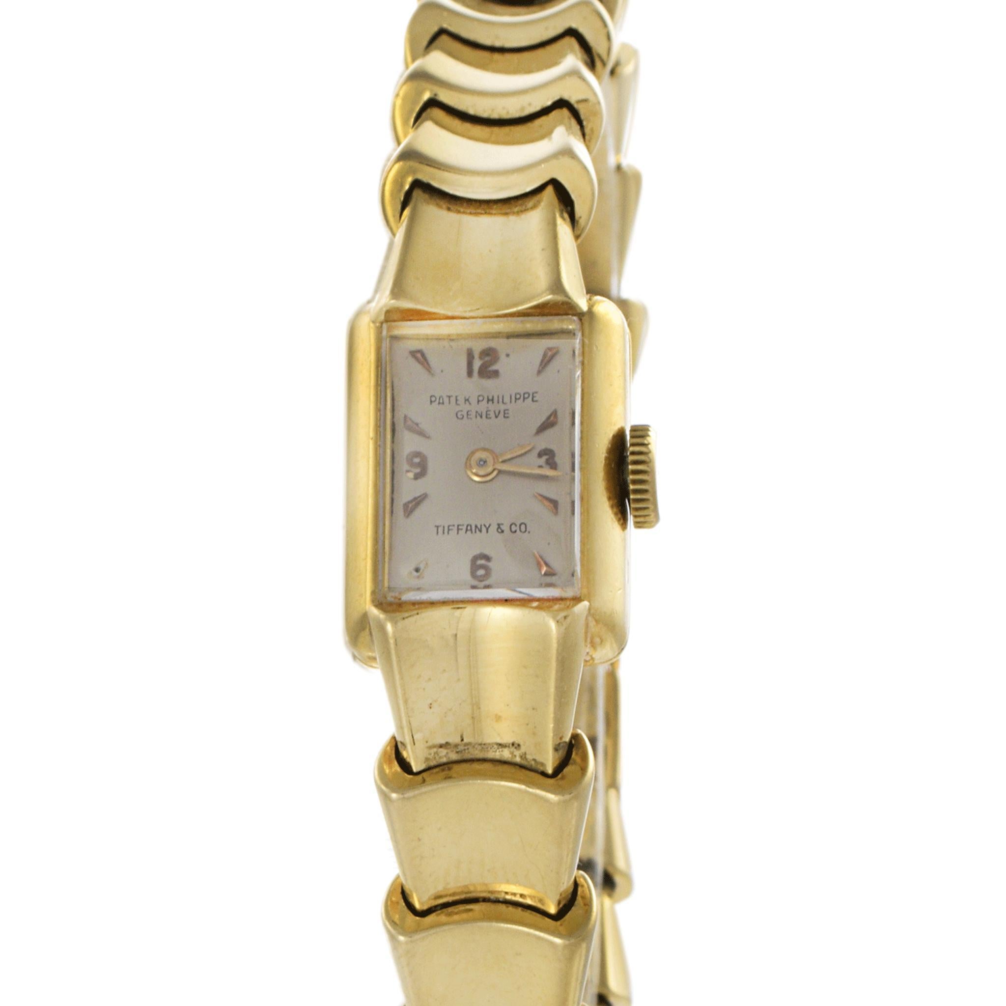Vintage 1950er Jahre Patek Philippe Signierte Tiffany & Co. 18KT Uhr, Vintage im Zustand „Gut“ im Angebot in New York, NY
