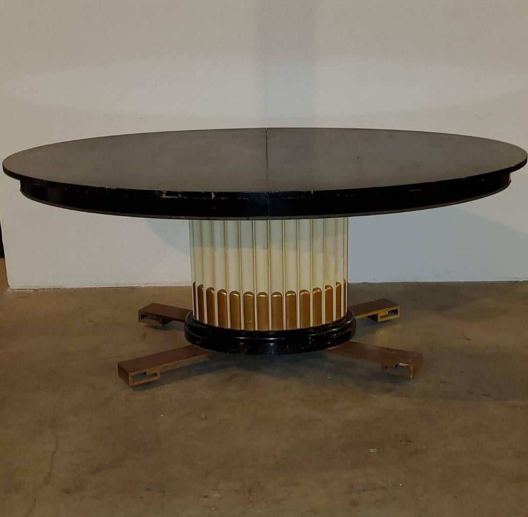 Vintage 1950s Paul Frankl Empire Faux Marbling Dining Table For Sale 9