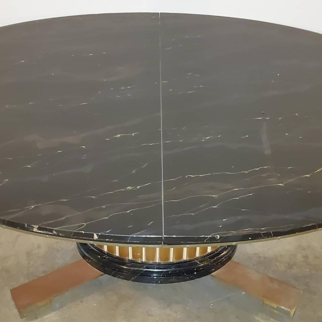 Vintage 1950s Paul Frankl Empire Faux Marbling Dining Table In Good Condition For Sale In Monrovia, CA
