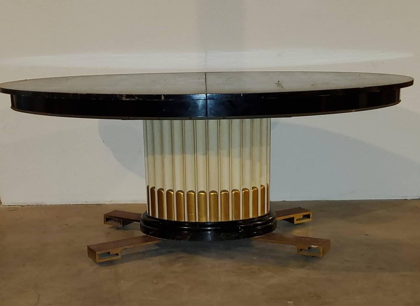 Vintage 1950s Paul Frankl Empire Faux Marbling Dining Table For Sale 4