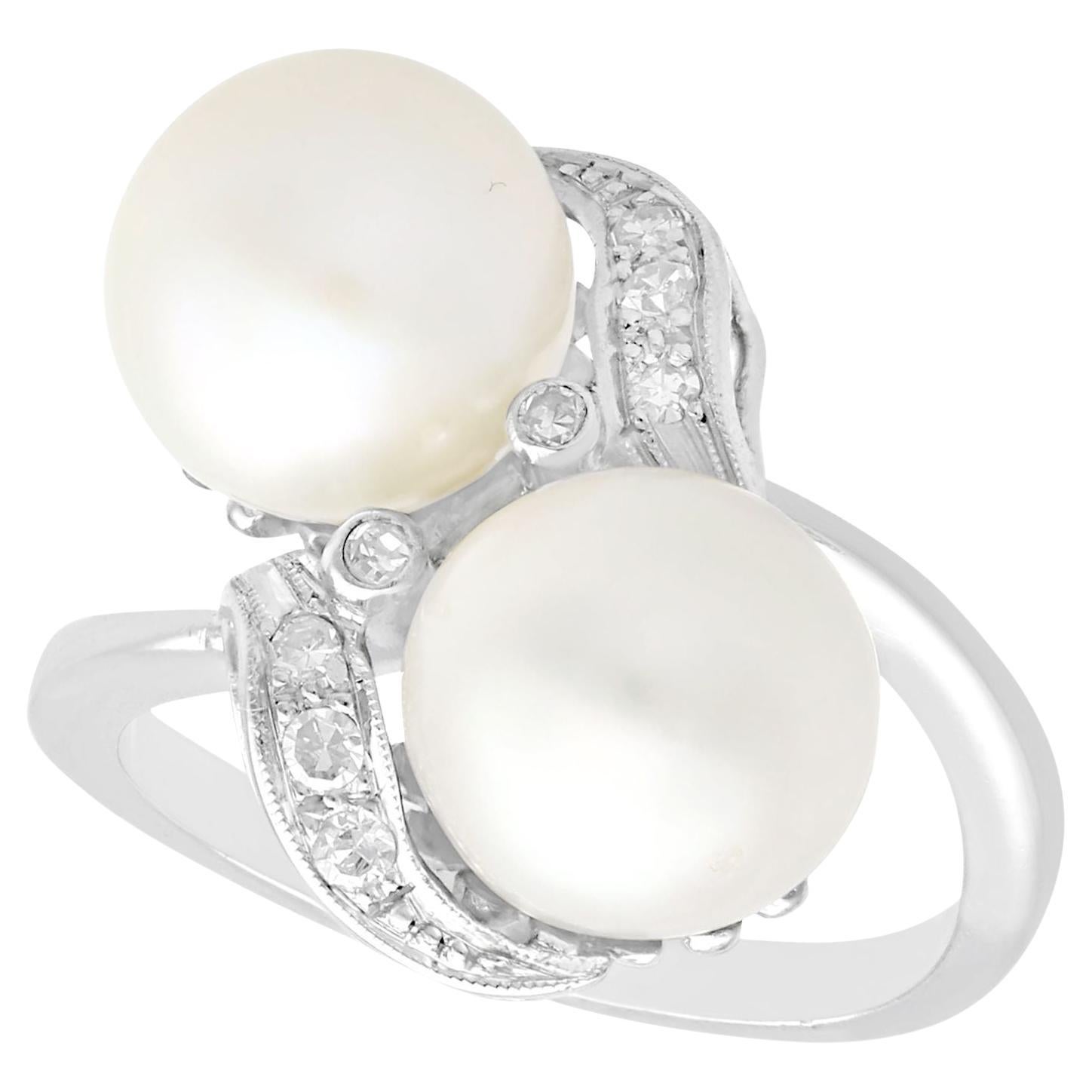 Vintage 1950s Perle und Diamant Weißgold Verlobungsring