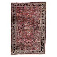 Vintage 1950s Persian Hamadan Rug with Floral Design 3.3' x 4.11' - 1C1213