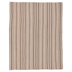 Vintage 1950s Persian Kilim, Warm Neutral Earth-Tones, Beige, Brown, Undyed Wool