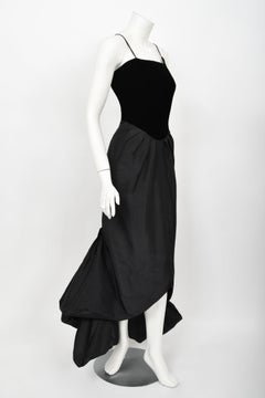 Vintage 1950's Philip Hulitar Old Hollywood Black Silk Hourglass Fishtail Dress